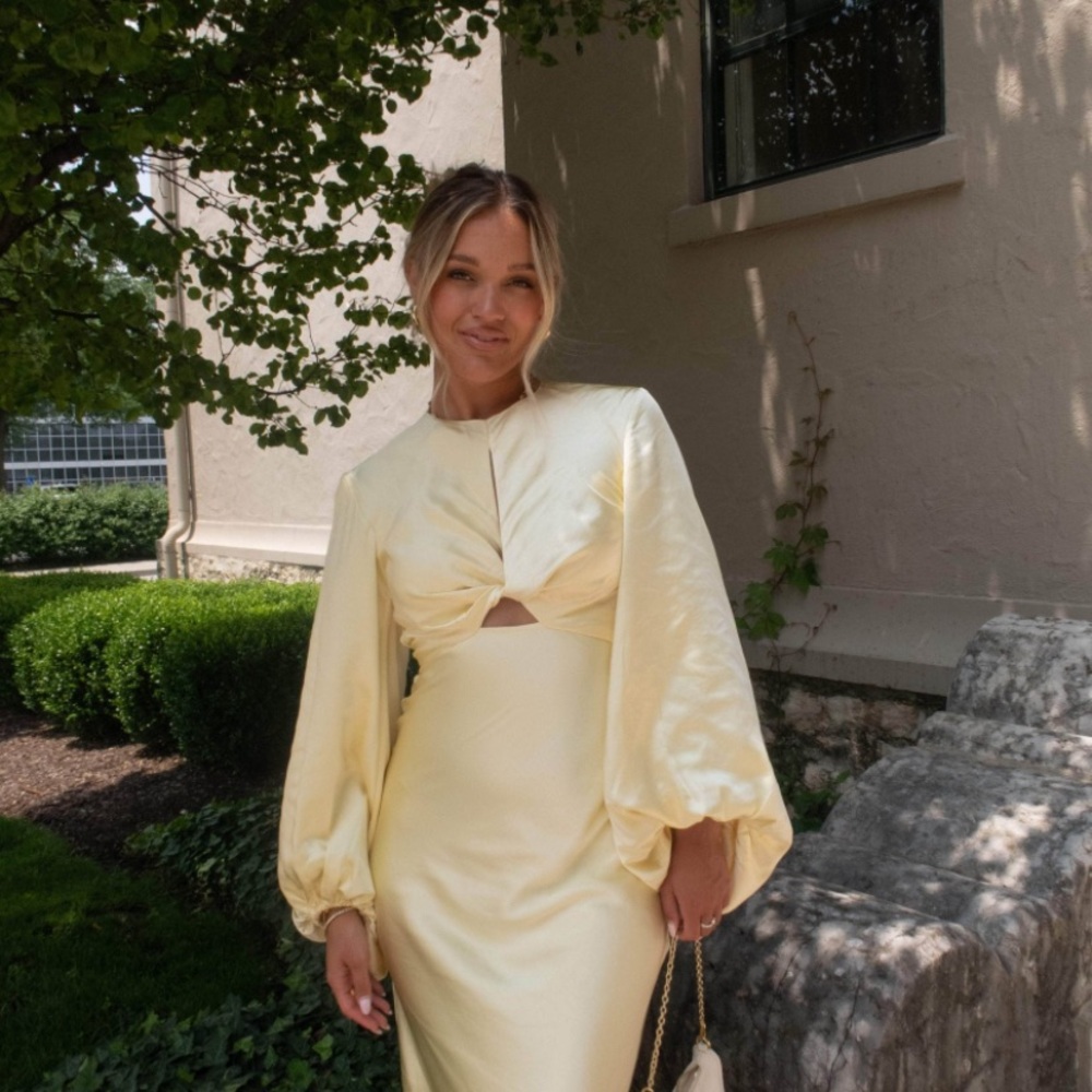 Chic Long Sleeve yellow Dress
